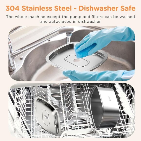 Stainless Steel Cat Water Fountain 108oz Pet Drinking Dispenser with 8 Filters - Picture 5 of 8